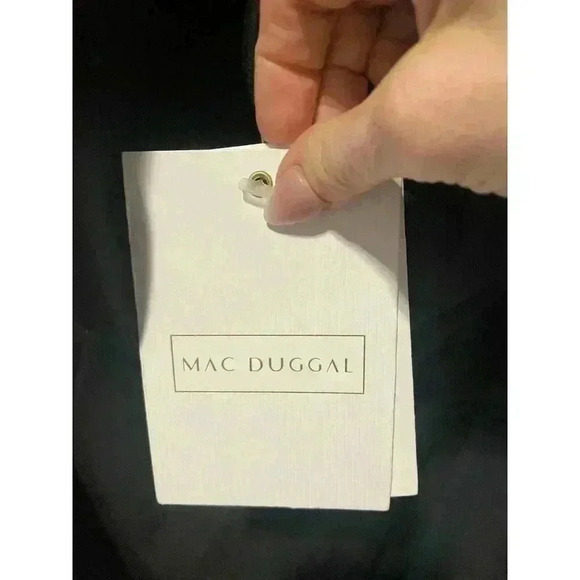 NWT Mac Duggal 11629 Strapless Column Dress Feather Trim Black Size 14 - Picture 8 of 8